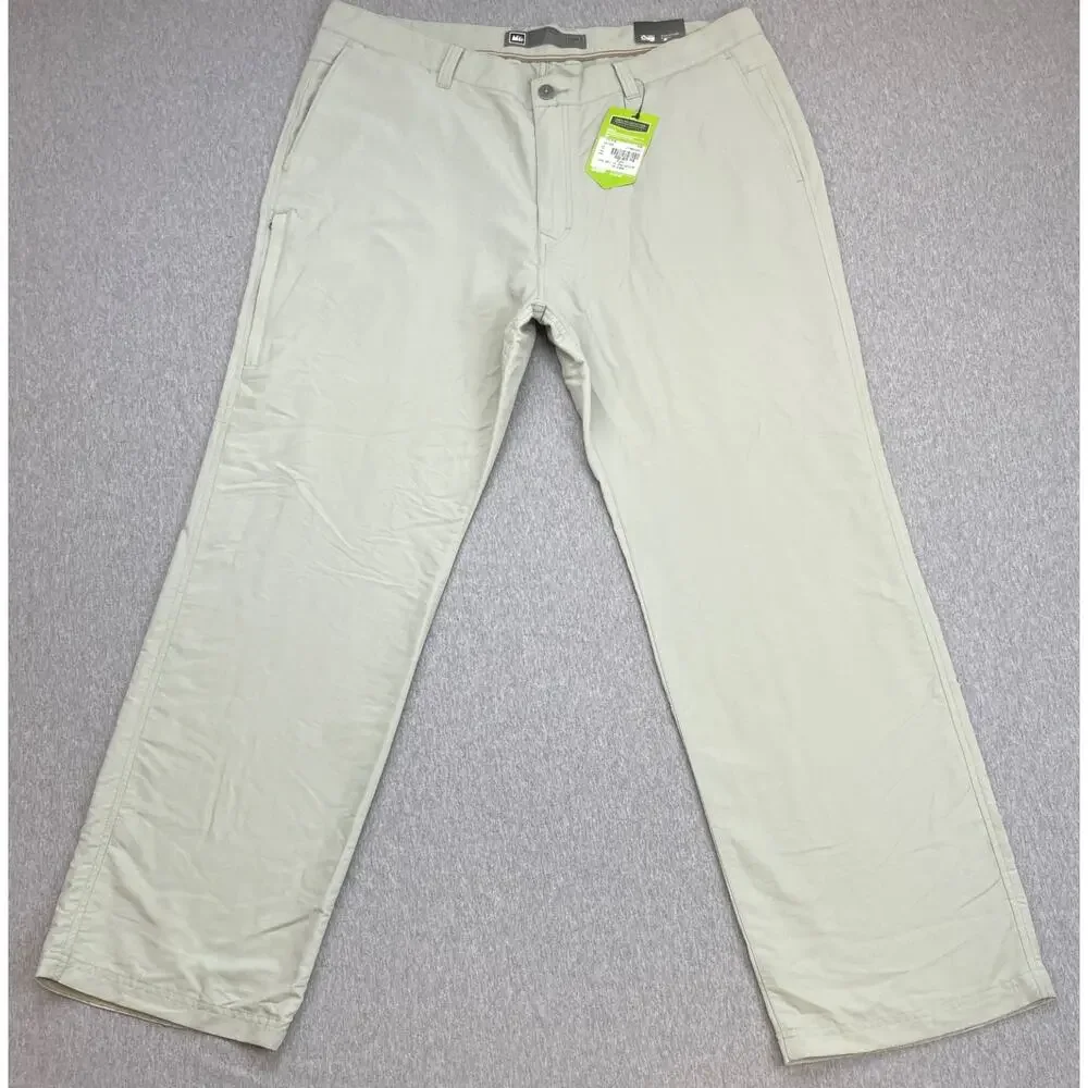 REI Pants Mens 40 x 32 Beige Adventure Performance Outdoor Quick Dry UPF 50+ NWT